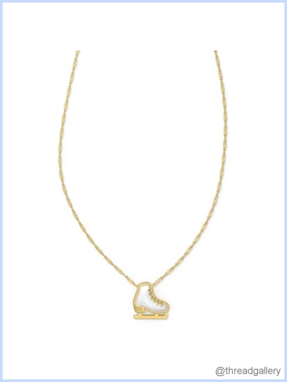 Gold Plated Ice Skate Pendant Necklace Mother of Pearl 19" Chain